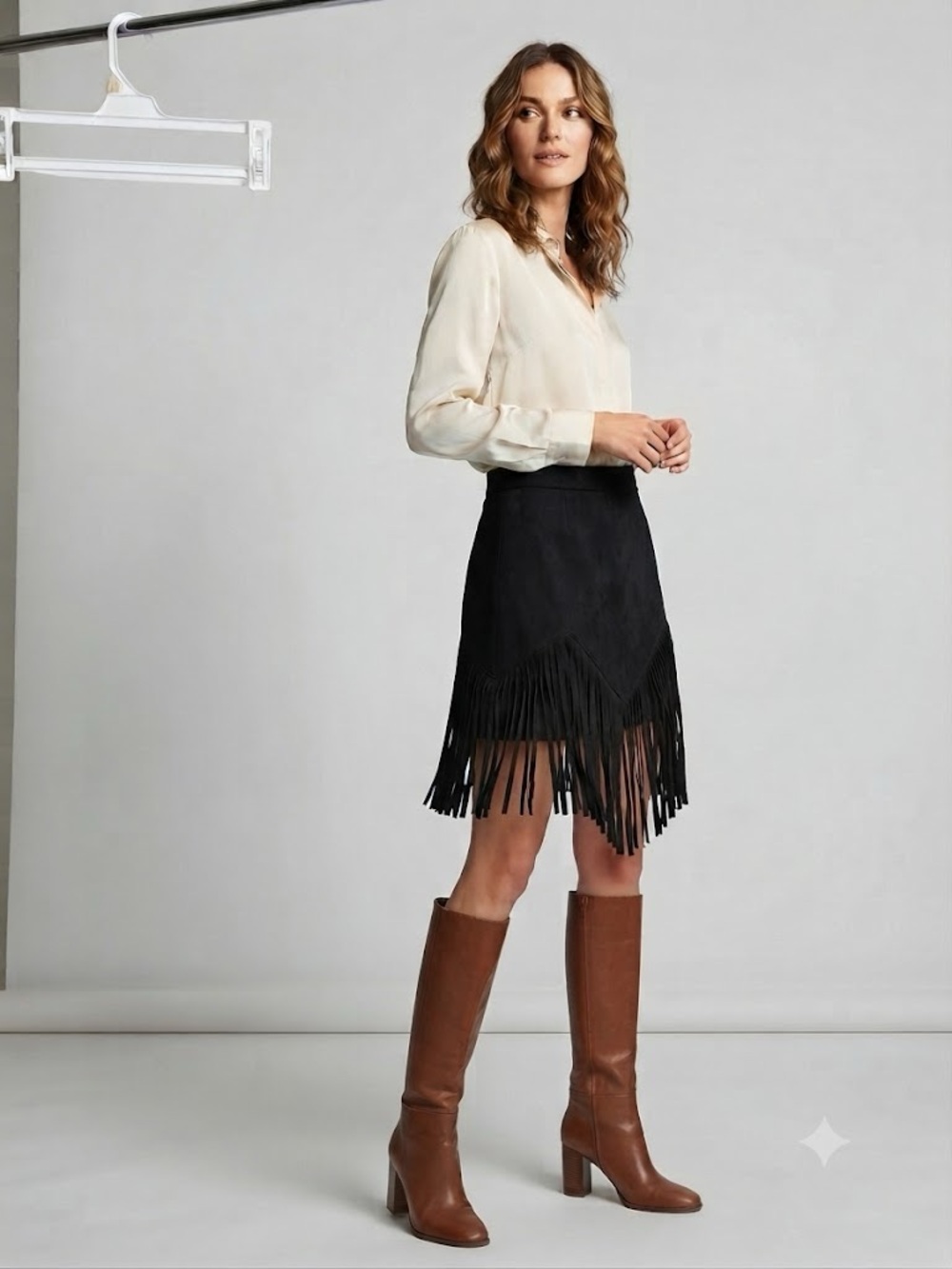 Fringe Mini Skirt - Black